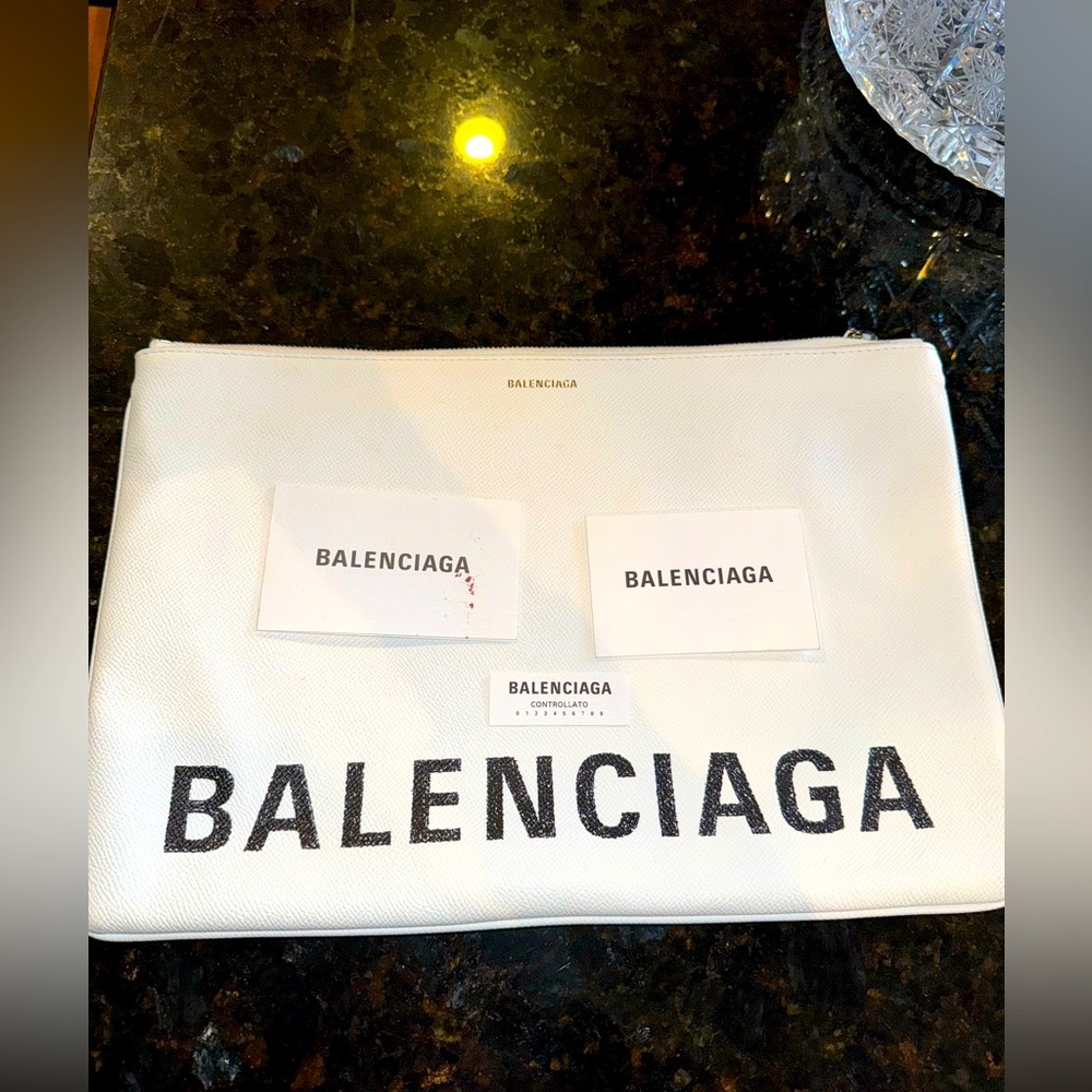 Authentic Large Balenciaga Leather Clutch
